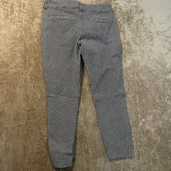 Old Navy Pants Womens 6 Pixie Mid Rise Gingham Plaid Black White Ankle Preppy - Picture 3 of 7